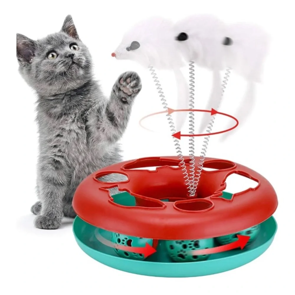 🐈🐈‍⬛🐱🐱Interactive Gray or Red Cat Toy with White Mice